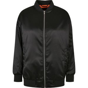 Urban Classics Oversized satijnen bomberjack voor dames, damesjas, zwart.