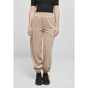 Urban Classics - High Waist Ballon Velvet Dames joggingbroek - Creme