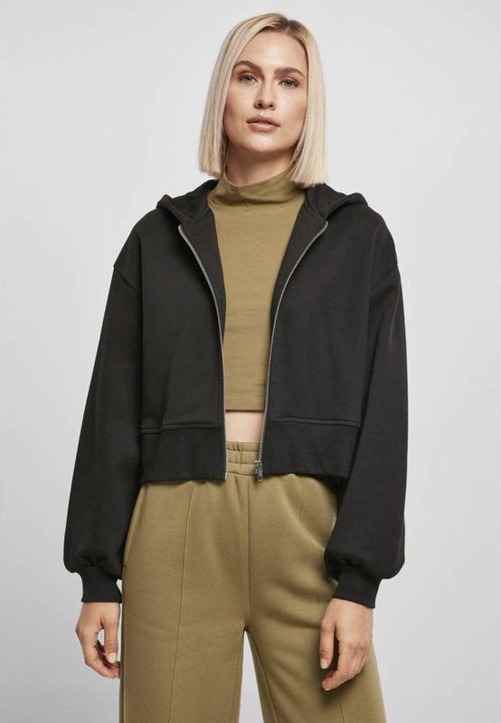 Urban Classics - Korte Oversized Jas - Zwart - Geborsteld Fleece