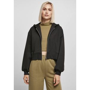 Urban Classics - Korte Oversized Zip Jacket - Zwart - Geborsteld Fleece