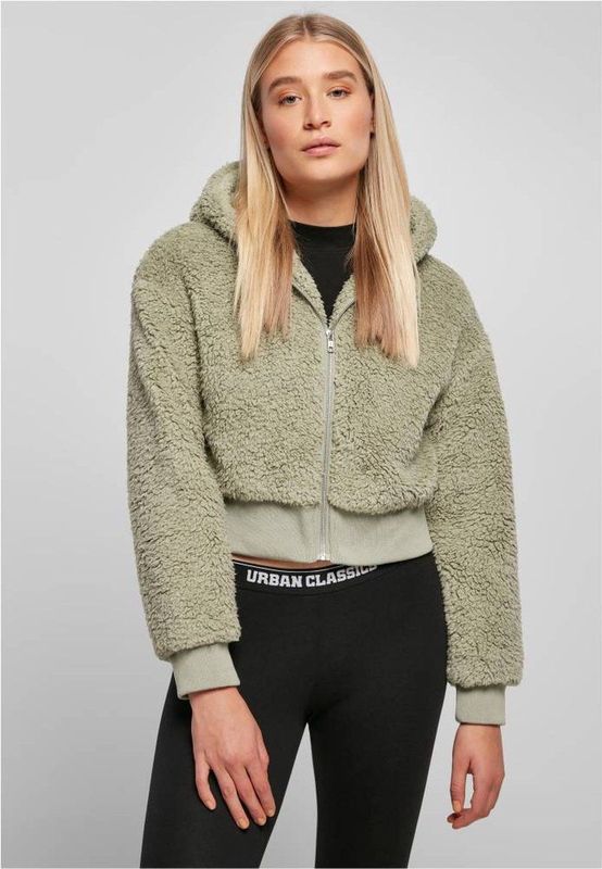 Damesjack - Sherpa - Kort - Oversized - Polyester - Zwart