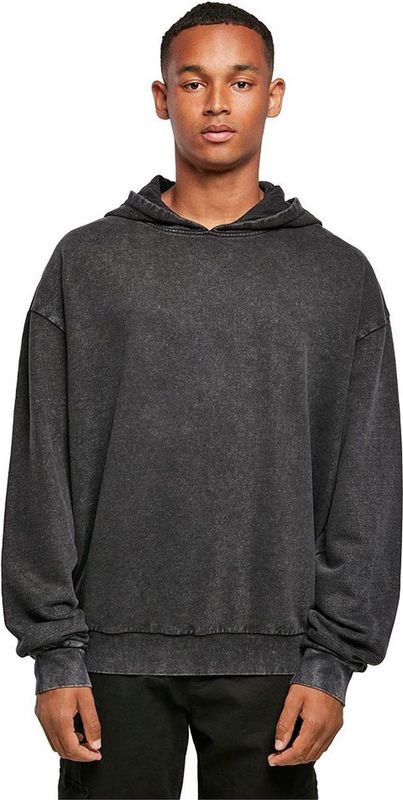 Build Your Brand - Acid Washed Oversized Hoodie - Grijs - Katoen