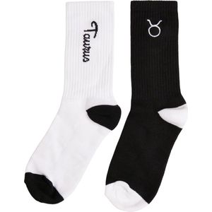 Mister Tee - Taurus Zodiac 2-Pack Sokken - 35/38 - Zwart/Wit