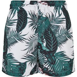 Urban Classics - Pattern palm leaves aop Kinder zwembroek - Kids - Wit
