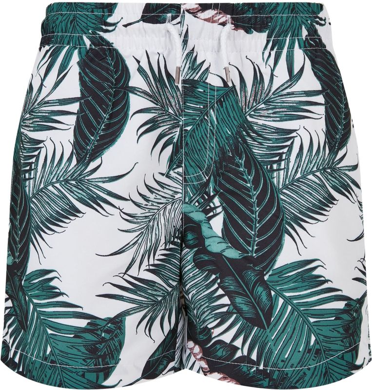 Urban Classics - Pattern palm leaves aop Kinder zwembroek - Kids - Wit