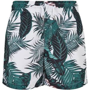 Urban Classics - Pattern palm leaves aop Kinder zwembroek - Kids - Wit