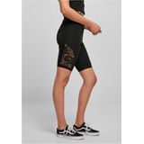 Urban Classics - High Waist Lace Inset Korte cycle broek - Zwart