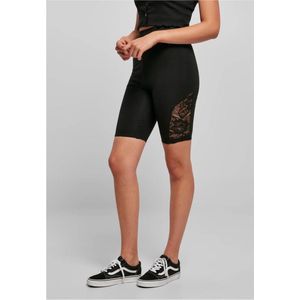 Urban Classics - High Waist Lace Inset Korte cycle broek - Zwart