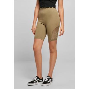 Urban Classics - High Waist Lace Inset Korte cycle broek - Groen