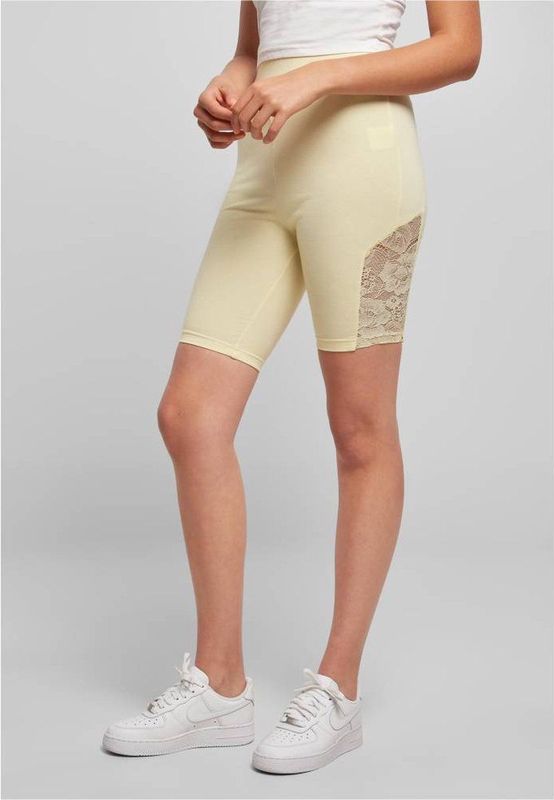 Urban Classics - High Waist Lace Inset Korte cycle broek - Geel
