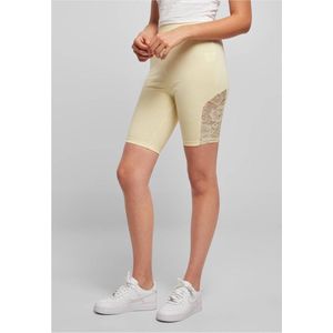 Urban Classics - High Waist Lace Inset Korte cycle broek - Geel