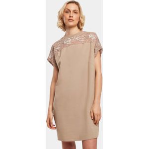 Urban Classics Damesjurk Ladies Lace Tee Dress, kant rond de schouders, T-shirt jurk voor vrouwen in vele kleuren verkrijgbaar, maten XS - 5XL, Softtaupe, S