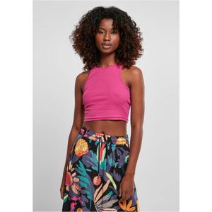 Urban Classics - Ladies Cropped Rib Top - Zwart - Katoen/Elastaan