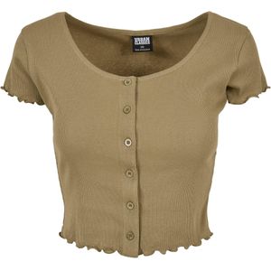 Urban Classics Ladies Cropped Button Up Rib Tee
