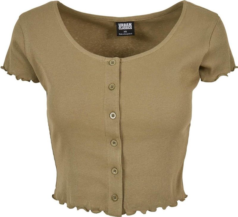 Urban Classics - Cropped Button rib Crop top Groen