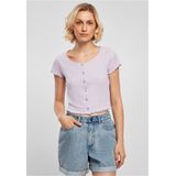 URBAN CLASSICS Kurzarmshirt Urban Classics Damen Ladies Cropped Button Up Rib Tee (1-tlg)