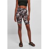 Urban Classics - Soft AOP blacksoftflower Korte cycle broek - Zwart