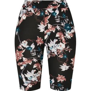 Urban Classics - Soft AOP blacksoftflower Korte cycle broek - Zwart