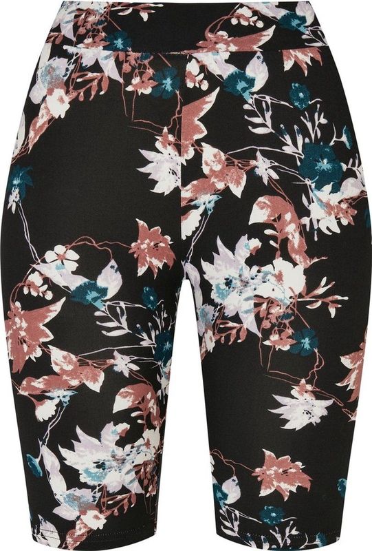 Urban Classics - Soft AOP blacksoftflower Korte cycle broek - Zwart