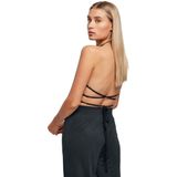 Urban Classics - Rib Trapeze - Crop Top - Zwart - 75% Polyester, 20% Viscose, 5% Elastaan