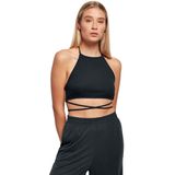 Urban Classics - Rib Trapeze - Crop Top - Zwart - 75% Polyester, 20% Viscose, 5% Elastaan