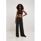 Urban Classics - Rib Trapeze - Crop Top - Zwart - 75% Polyester, 20% Viscose, 5% Elastaan