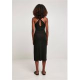 Urban Classics - Midi Mouwloze Rib Jurk - Zwart - 75% Polyester, 20% Viscose, 5% Elastaan