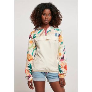 Urban Classics - Gemengde Pull Over - Damesjas - Wit Zand - Met Kleurrijke All-over Print