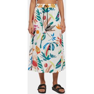 Urban Classics - Midi-rok - Wit-fruitig - Dames - Viscose