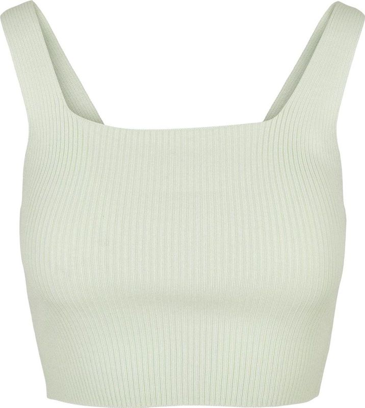Urban Classics - Gebreide Top - Mintgroen - Viscose - Carréhals, Mouwloos, Slanke Pasvorm