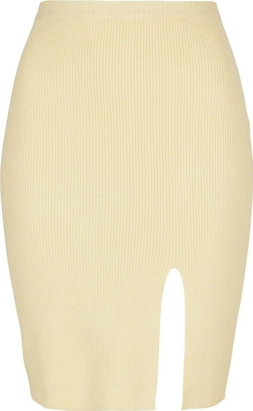 Urban Classics - Rib Knit Rok - Softyellow - Slim Fit - Knielang