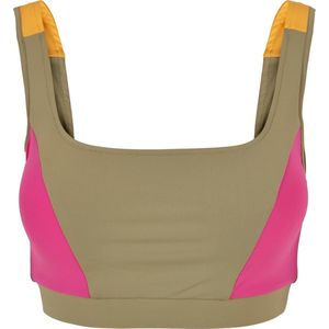 Urban Classics - Color Block - Sportbh - Khaki/Paarst/Magimango - Met Uitneembare Cups