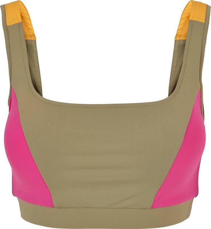 Urban Classics - Color Block - Sportbh - Khaki/Paarst/Magimango - Met Uitneembare Cups