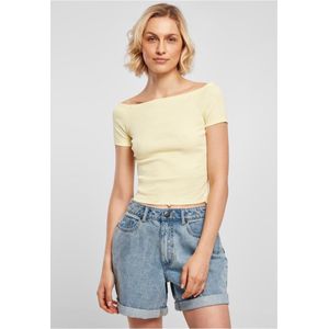 Urban Classics - Rib Off shoulder top Geel