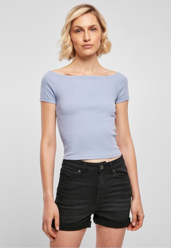 Urban Classics - Rib Off shoulder top - Blauw