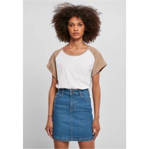 Urban Classics - Contrast Raglan Dames T-shirt - Wit Creme