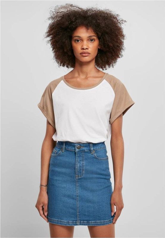 Urban Classics - Contrast Raglan Dames T-shirt - Wit Creme