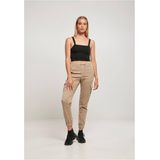 Urban Classics - High Waist Cargo Comfort softtaupe Dames joggingbroek - Creme