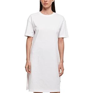 Build Your Brand Vrouwen dames biologische oversized split Tee jurk, Kleur: wit, XS