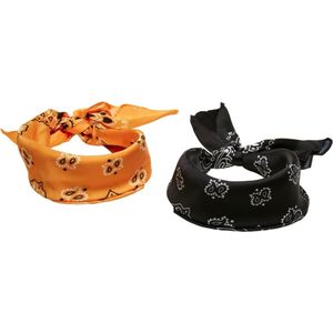 Urban Classics - Satin 2-pack Bandana - Zwart/Oranje