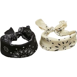 Urban Classics - Satin 2-pack Bandana - Zwart/Geel