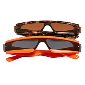 Urban Classics Uniseks zonnebrillen voor mannen en vrouwen, verpakking van 2 stuks, zonnebrillen Alabama dubbel verpakt, verkrijgbaar in 2 kleuren, één maat, Oranje/bruin, One Size