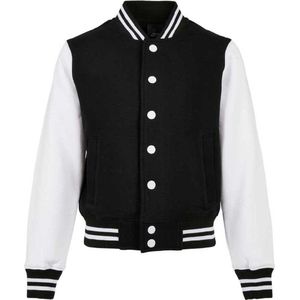Build Your Brand - Organic Kids Sweat College Jacket - Zwart
