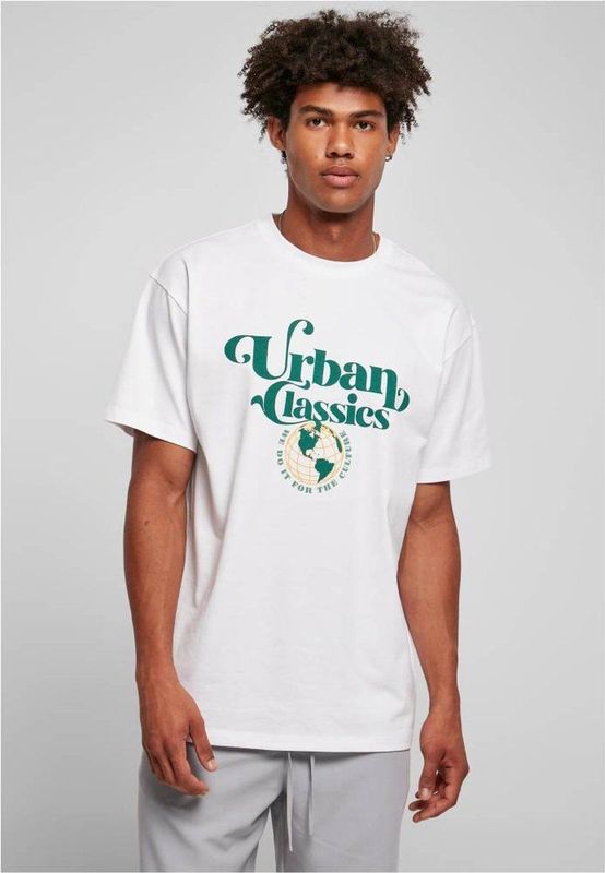 Urban Classics - Organic Globe Logo Heren T-shirt - Wit