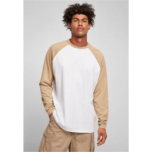 Urban Classics - Oversized Raglan Longsleeve - Wit/Beige - 100% Katoen