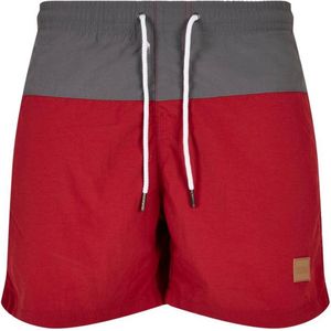 Urban Classics - Block - Zwemshorts - Rood/Grijs