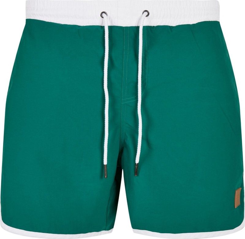 Urban Classics - Retro Zwembroek - Wit/Groen - Herenzwembroek
