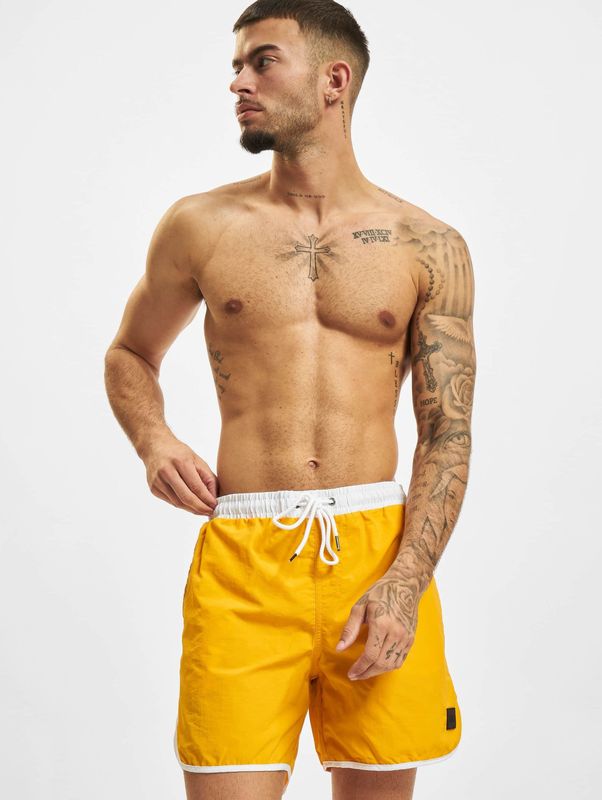 Urban Classics Herenzwembroek, retro zwembroek voor mannen, met trekkoord, verkrijgbaar in vele kleuren, maten XS-5XL, Wit/Magicmango, S