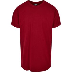 Urban Classics - Long Shaped Turnup Heren T-shirt - Rood