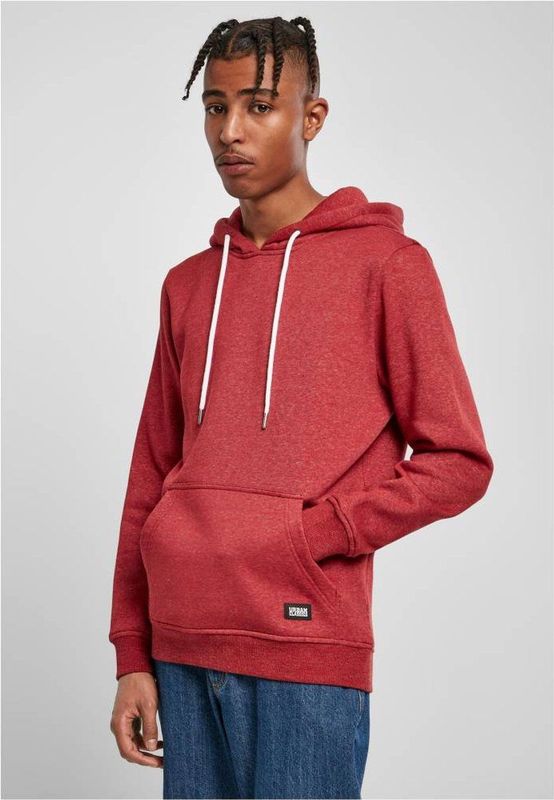 Urban Classics - Basic Melange - Hoodie - Rood - 65% Katoen, 35% Polyester